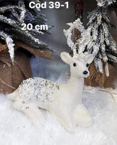 Ren decorativ alb cu sclipici argintiu – 20cm